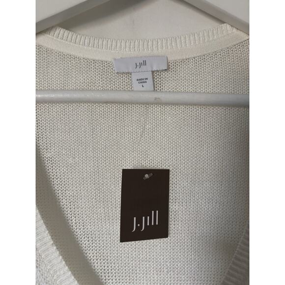 J. Jill Sweater Large Floral Lightweight Vneck Relaxed New Linen Blend - Picture 4 of 14